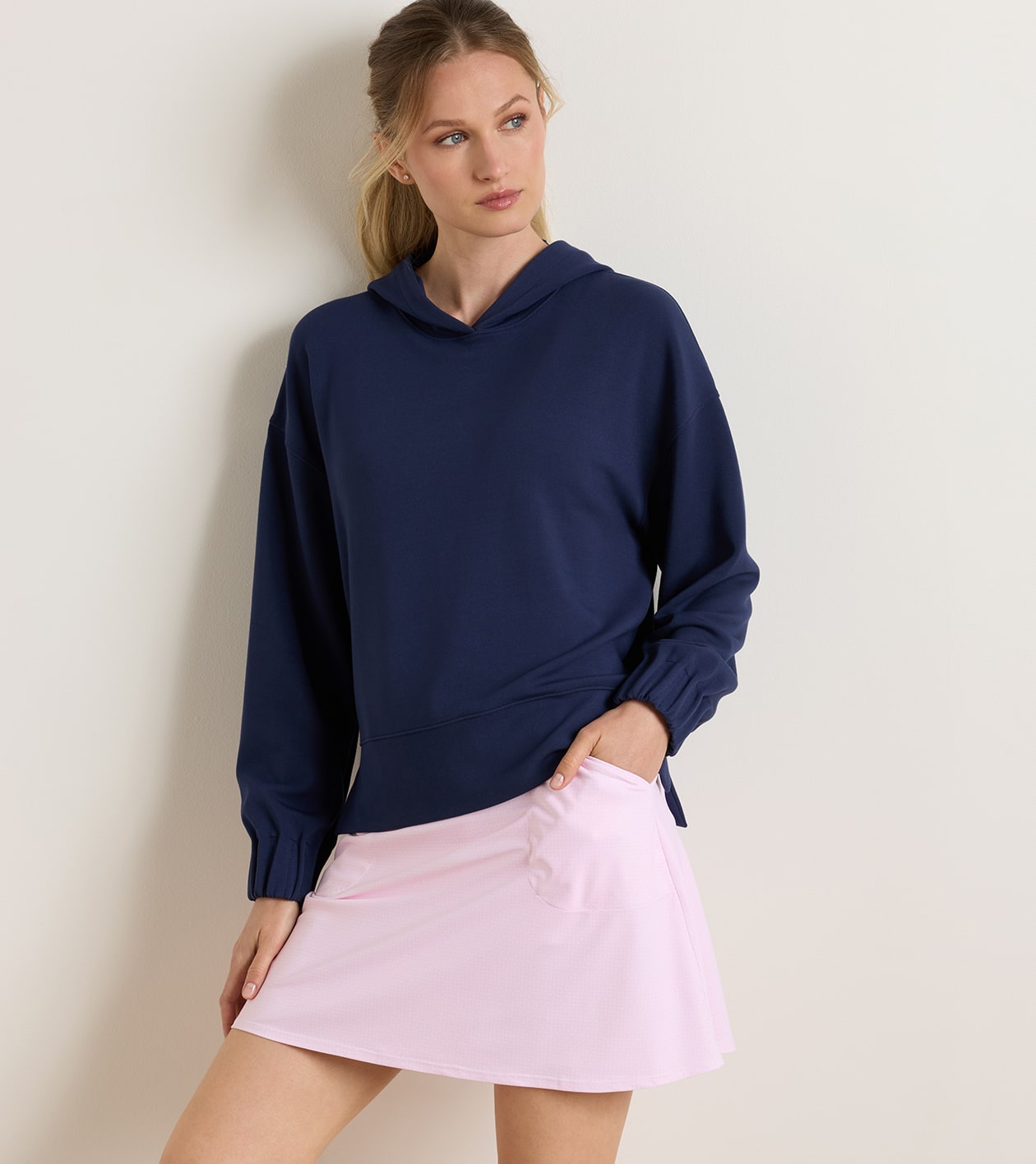 Flora Knit Hoodie in Navy 2 Flora Knit Hoodie in Navy