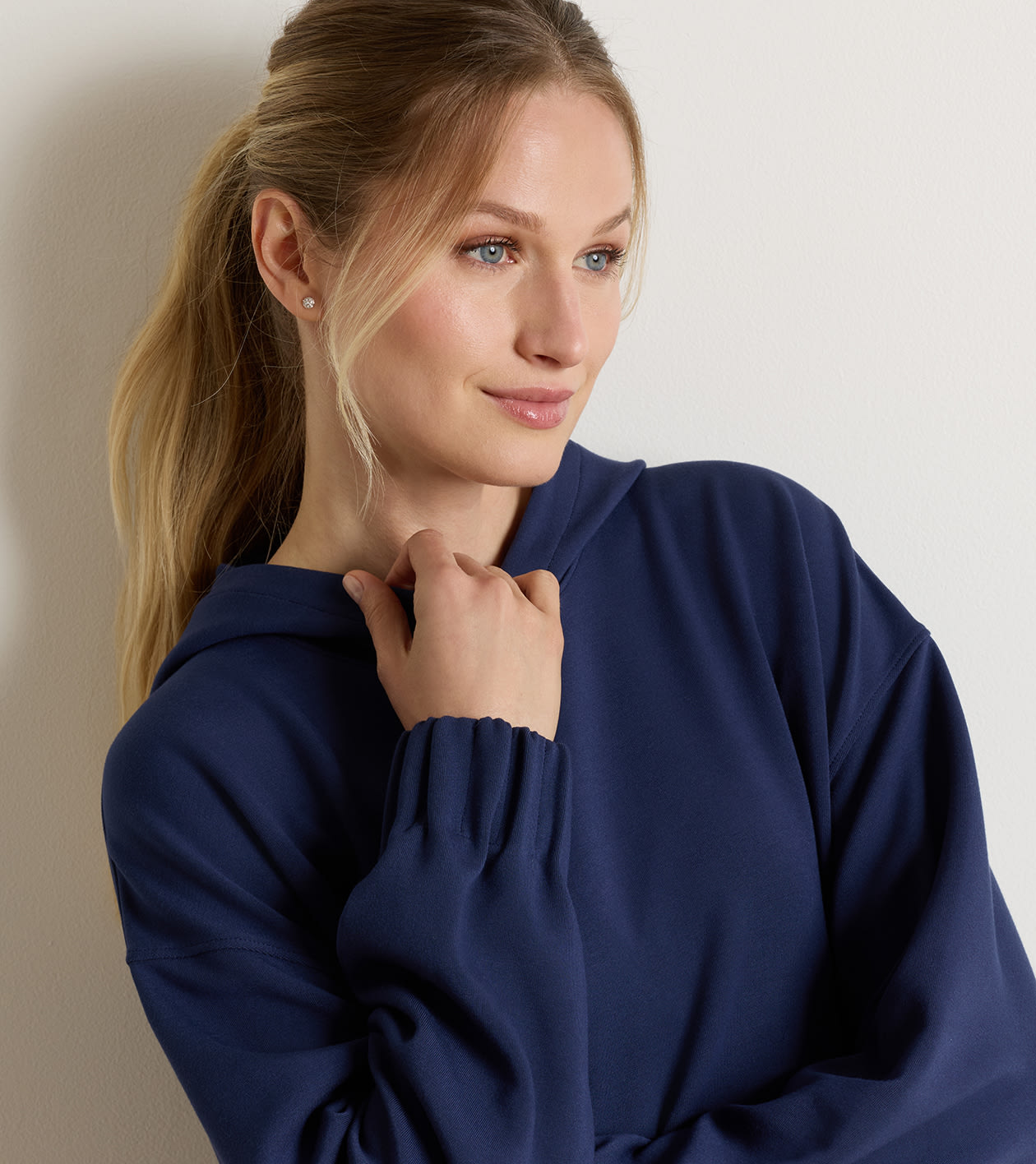 Flora Knit Hoodie in Navy 5 Flora Knit Hoodie in Navy