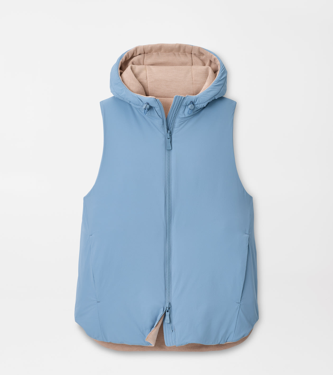 Flora Reversible Vest With Hood in CAMEL/RAINWATER 2 Flora Reversible Vest With Hood in CAMEL/RAINWATER