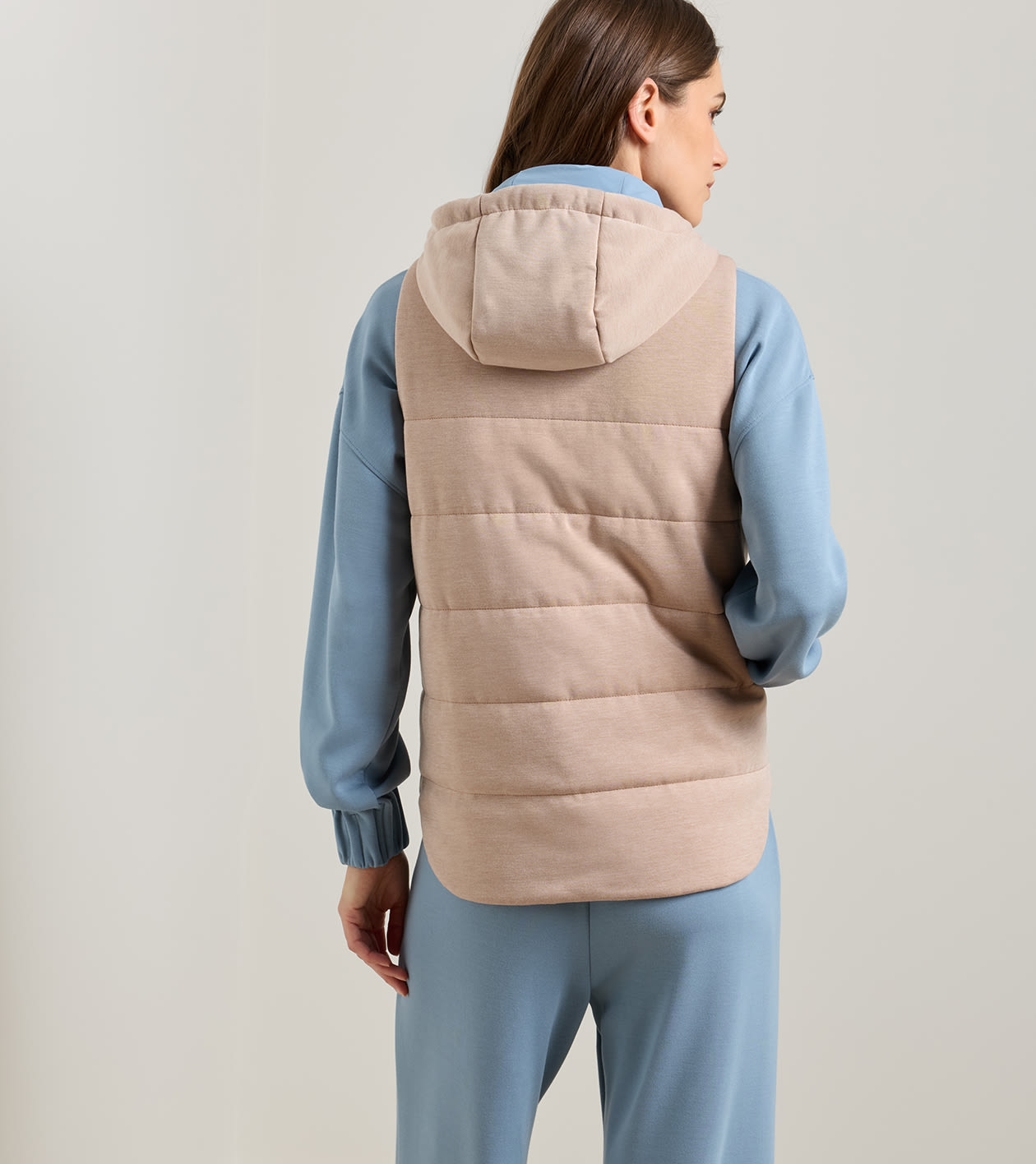 Flora Reversible Vest With Hood in CAMEL/RAINWATER 4 Flora Reversible Vest With Hood in CAMEL/RAINWATER
