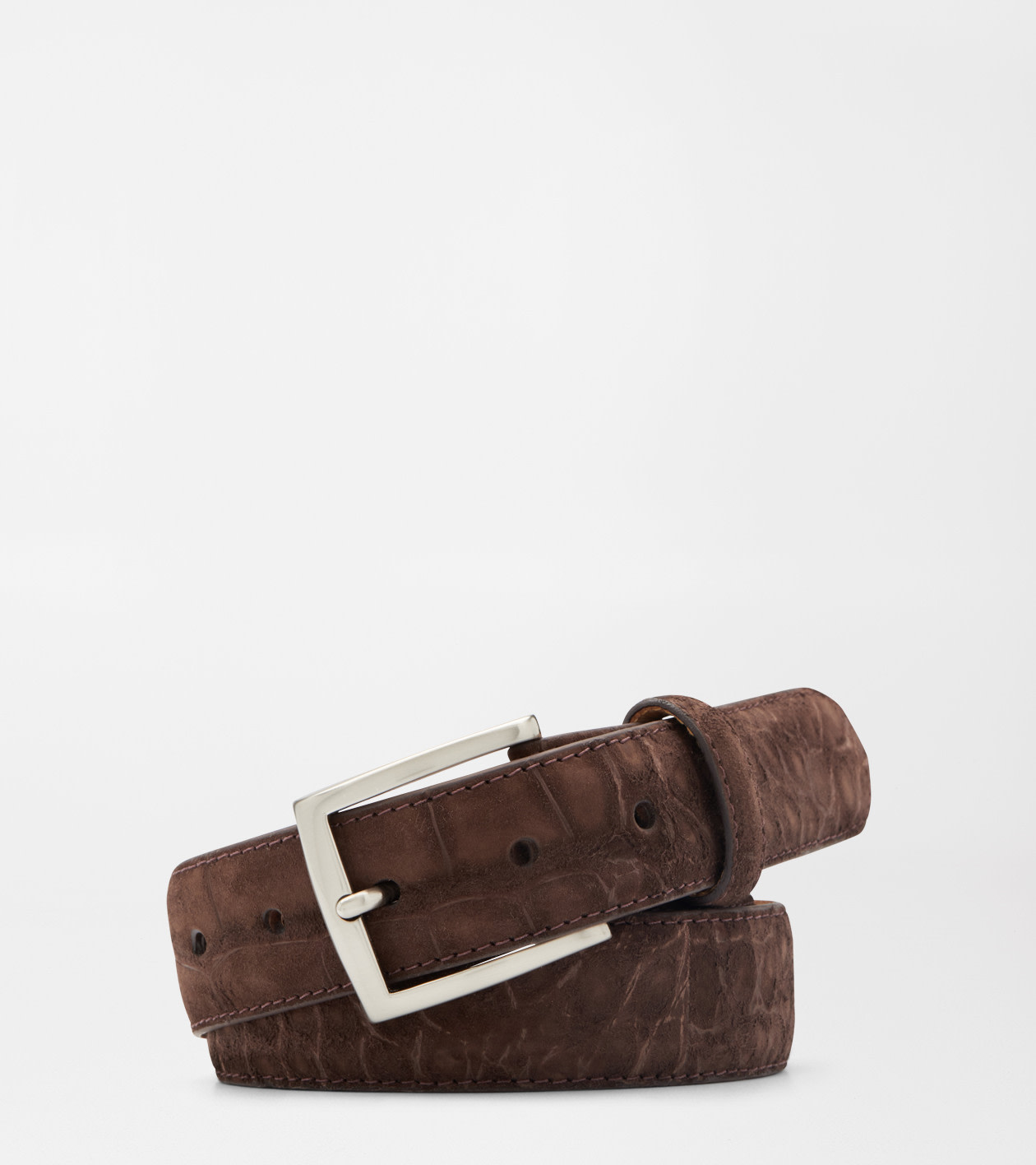 Excursionist Nubuck Alligator Belt in Chocolate 1 Excursionist Nubuck Alligator Belt in Chocolate