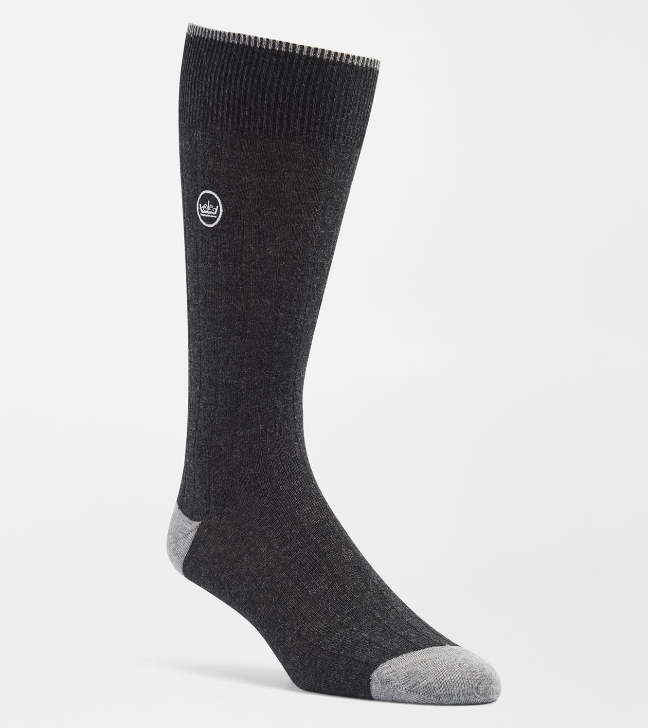 Solid Rib Crew Sock in Charcoal 1 Solid Rib Crew Sock in Charcoal