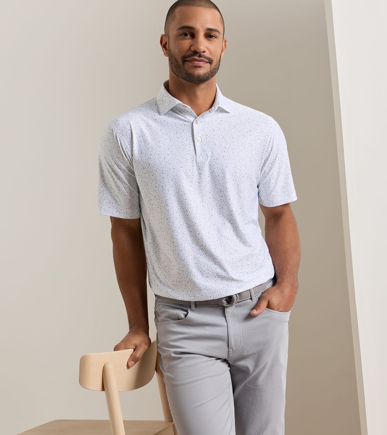 On The Line Performance Jersey Polo in White 2 On The Line Performance Jersey Polo in White