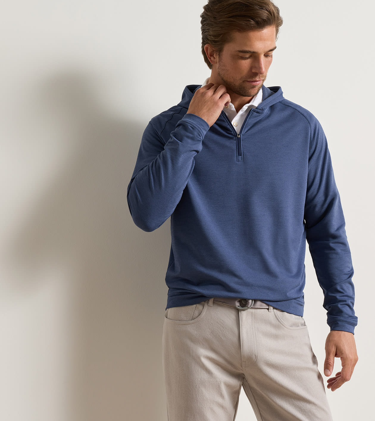 Pine Quarter-Zip Performance Hoodie in Navy 2 Pine Quarter-Zip Performance Hoodie in Navy