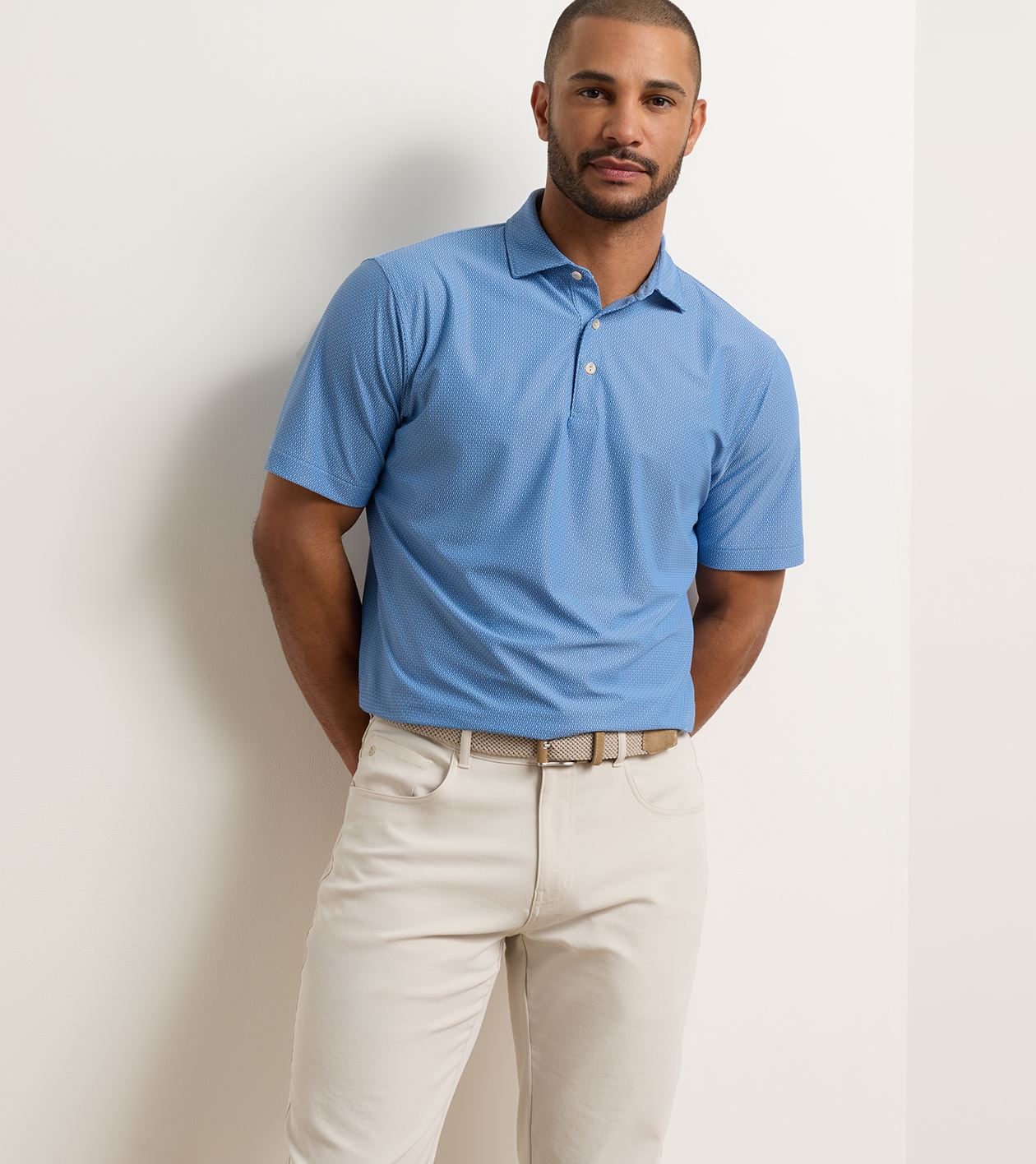 Currituck Performance Mesh Polo in Cottage Blue 2 Currituck Performance Mesh Polo in Cottage Blue