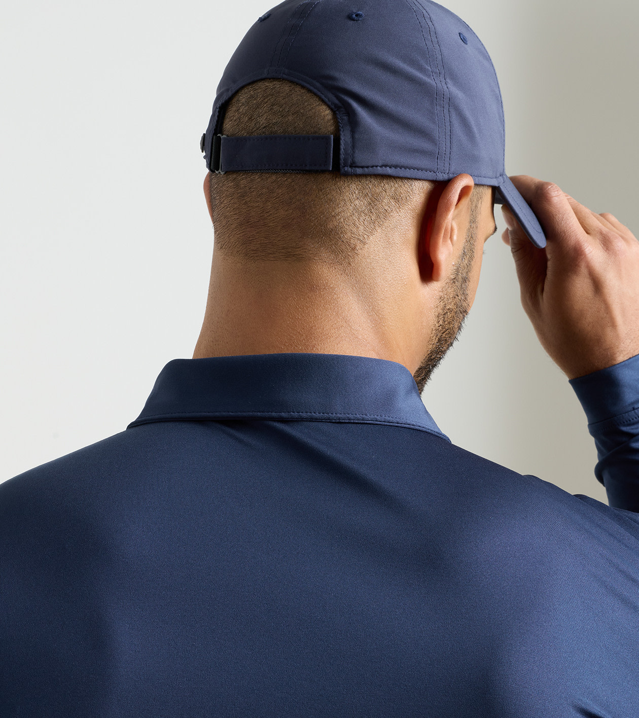 Solid Stretch Jersey Long Sleeve Polo in Navy 4 Solid Stretch Jersey Long Sleeve Polo in Navy