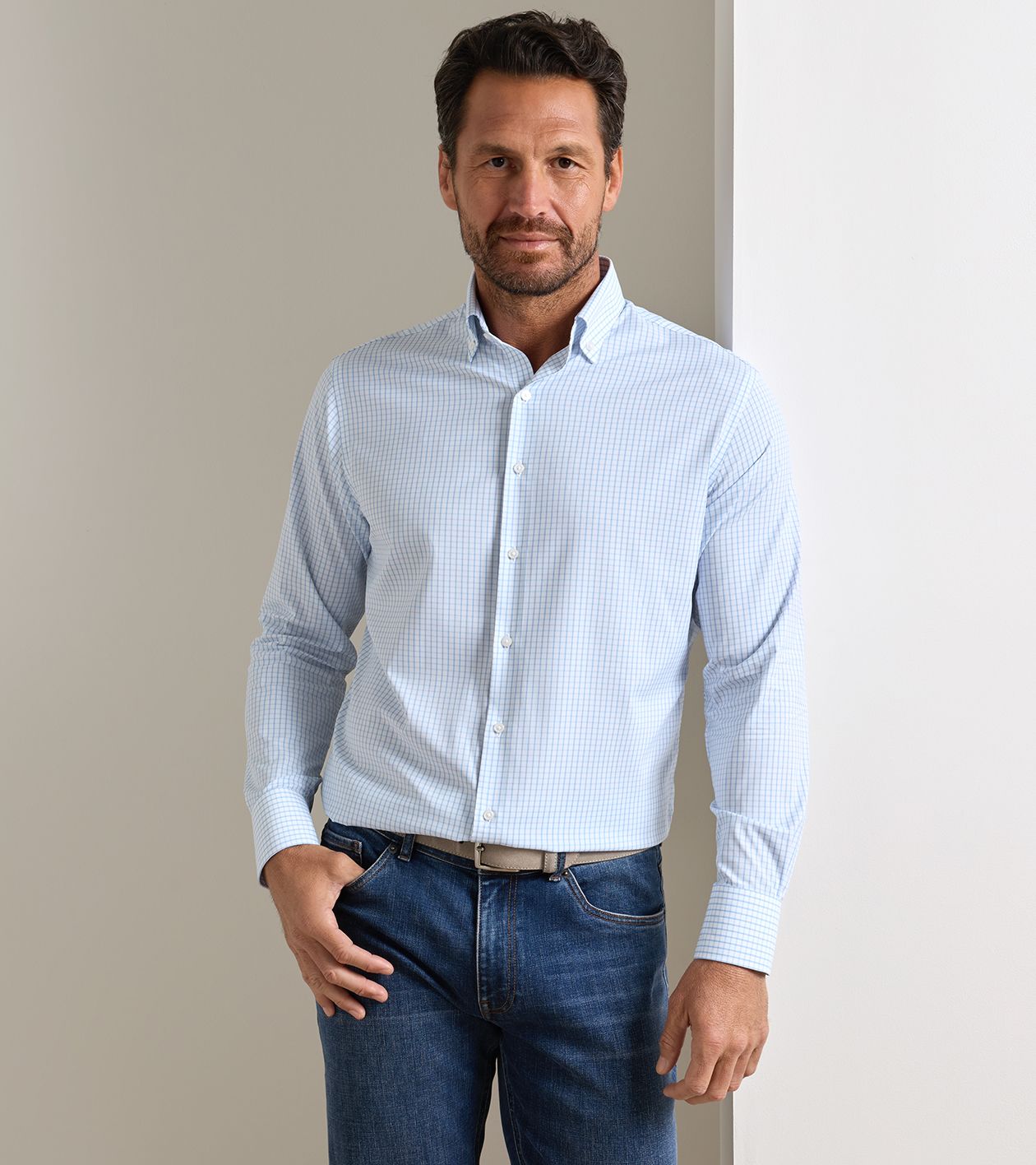 Hanford Performance Twill Sport Shirt in Cottage Blue