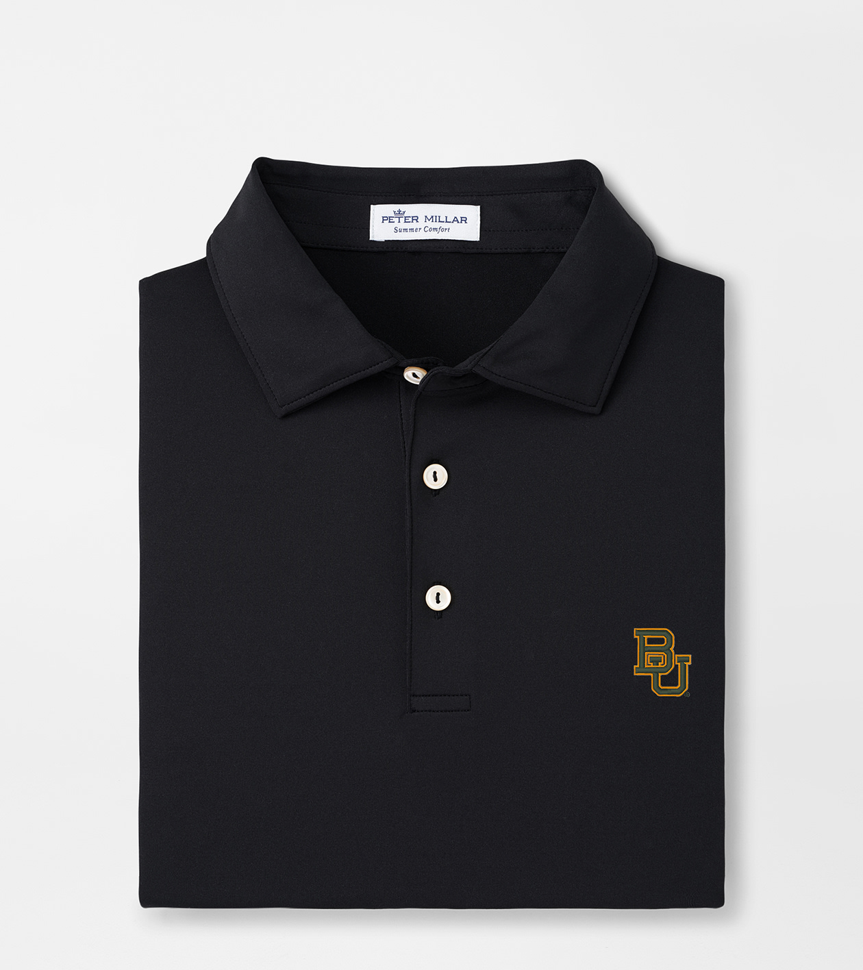 Baylor Solid Performance Jersey Polo in Black