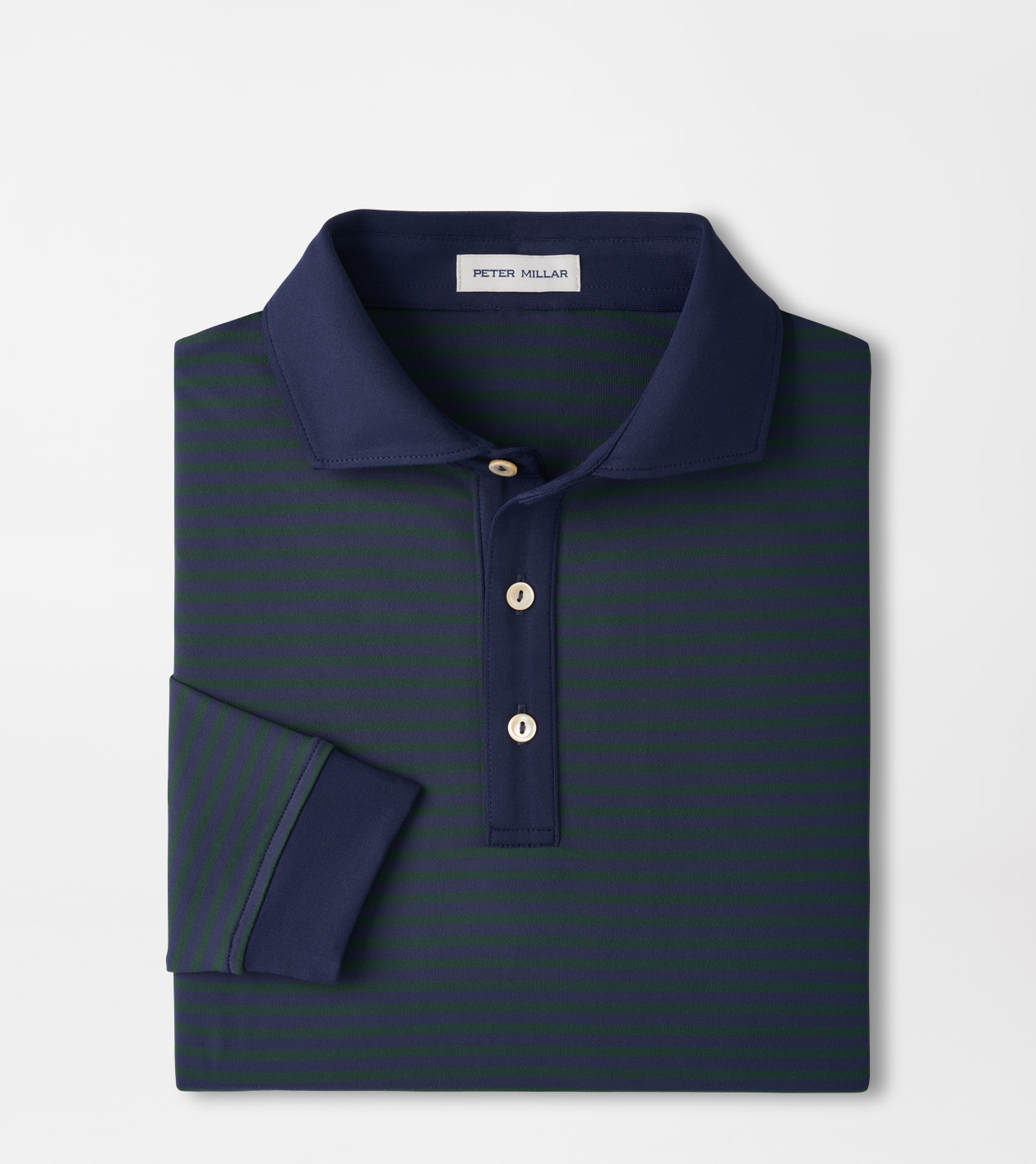Lyons Stripe Performance Jersey Long-Sleeve Polo in Navy 1 Lyons Stripe Performance Jersey Long-Sleeve Polo in Navy