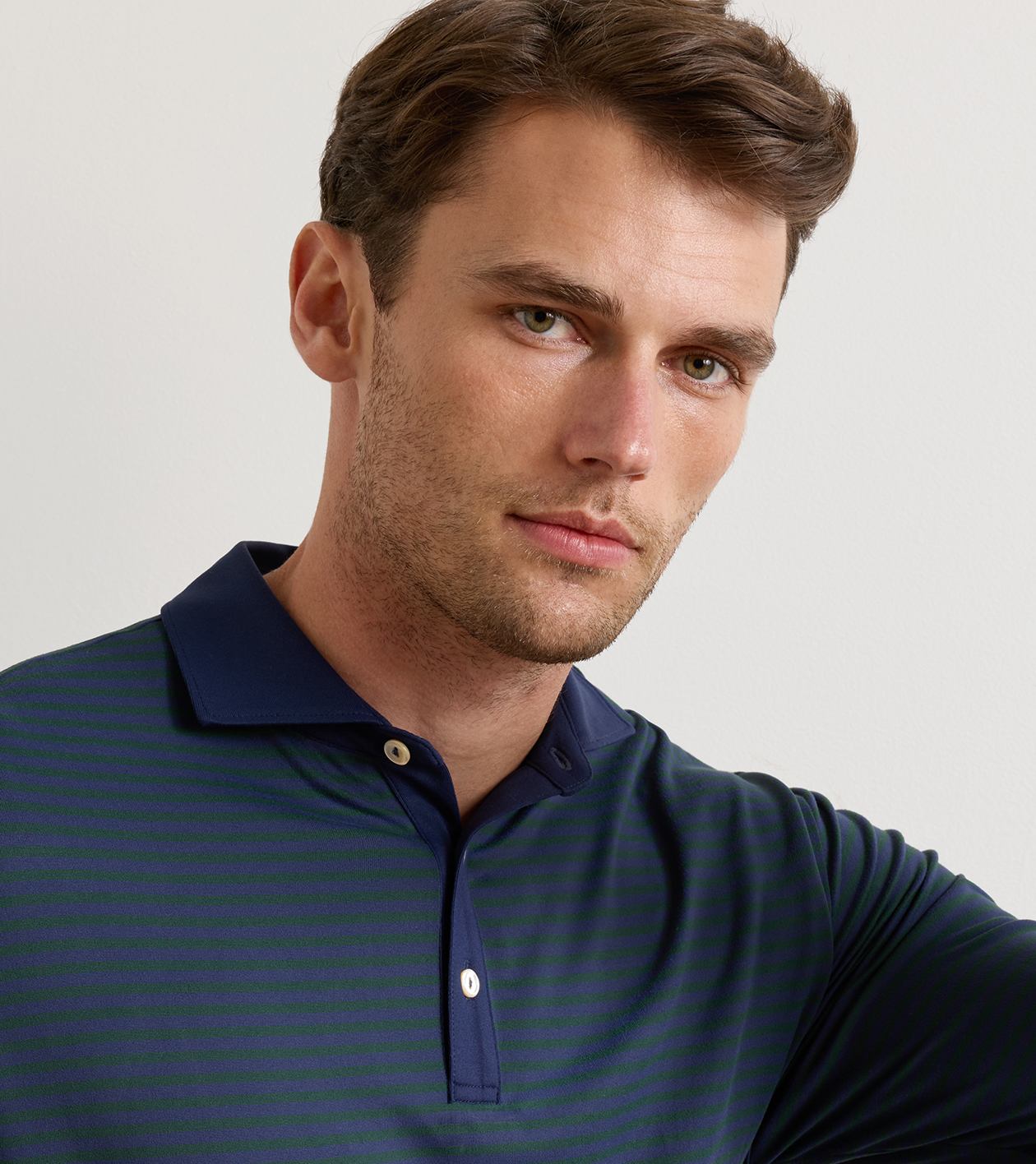 Lyons Stripe Performance Jersey Long-Sleeve Polo in Navy 5 Lyons Stripe Performance Jersey Long-Sleeve Polo in Navy