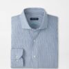 Micro Poplin Stripe Sport Shirt in Navy 9 Micro Poplin Stripe Sport Shirt in Navy