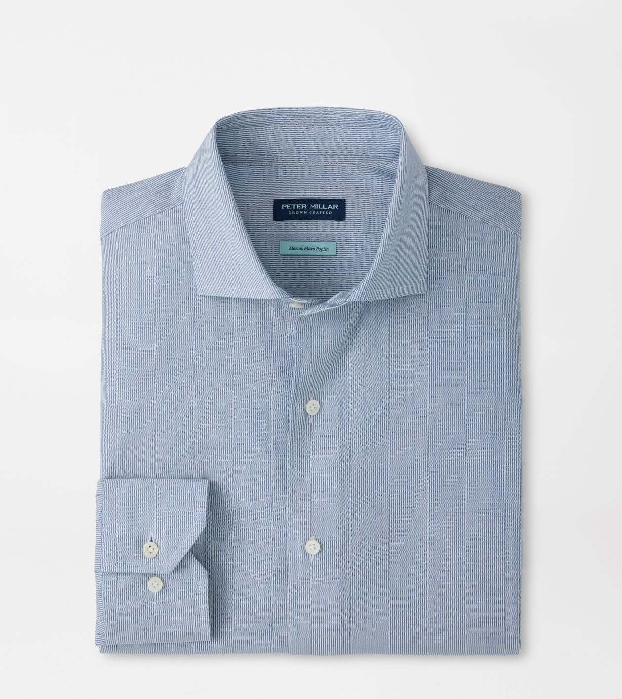 Micro Poplin Stripe Sport Shirt in Navy 1 Micro Poplin Stripe Sport Shirt in Navy