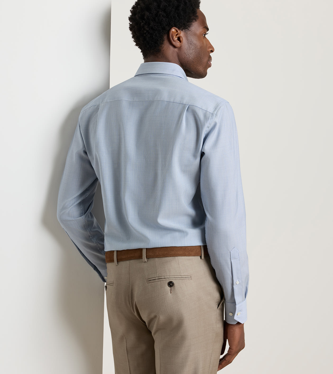 Micro Poplin Stripe Sport Shirt in Navy 3 Micro Poplin Stripe Sport Shirt in Navy
