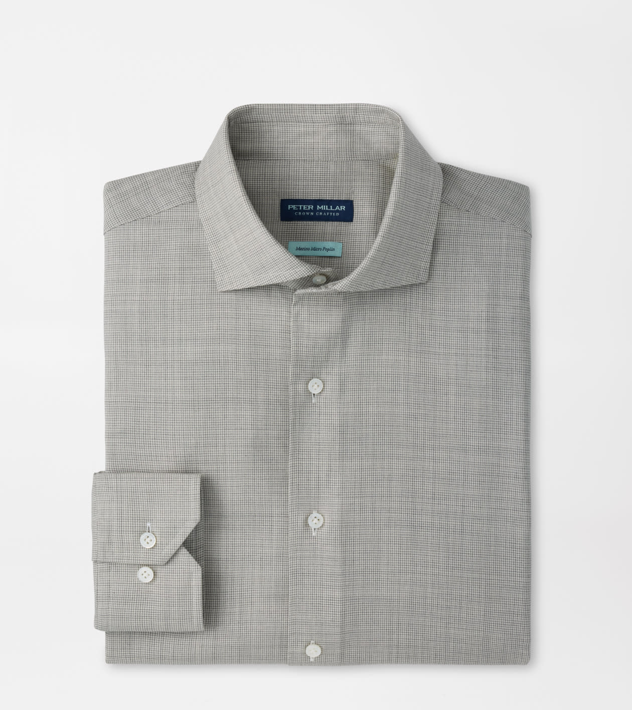 Micro Poplin Houndstooth Sport Shirt in SILVER STRAND 1 Micro Poplin Houndstooth Sport Shirt in SILVER STRAND