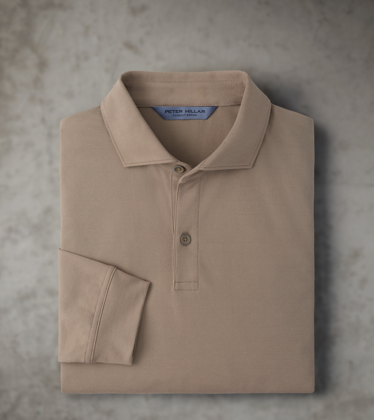 Pursuit Long-Sleeve Piqué Polo in BISCOTTI 1 Pursuit Long-Sleeve Piqué Polo in BISCOTTI