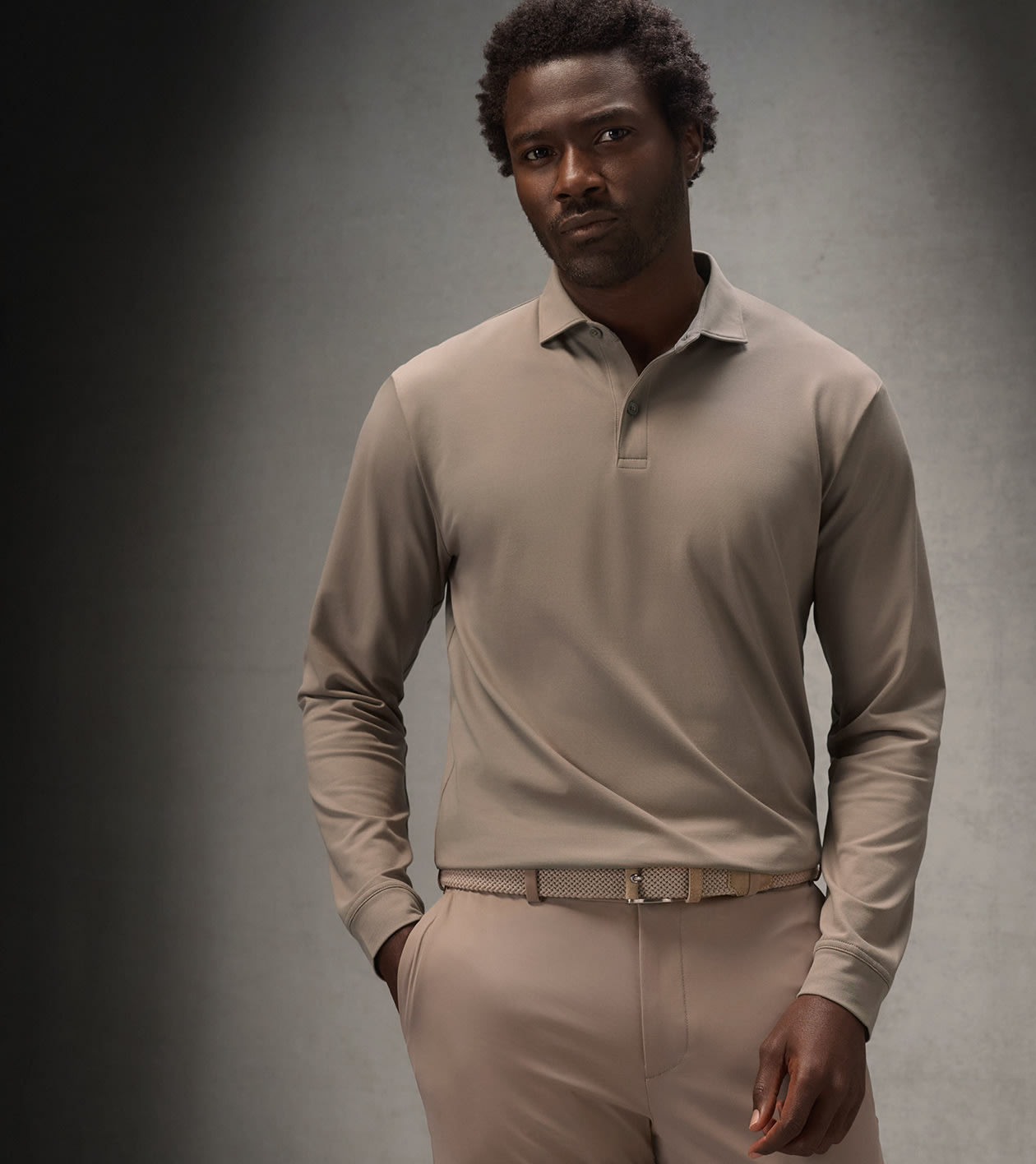 Pursuit Long-Sleeve Piqué Polo in BISCOTTI 2 Pursuit Long-Sleeve Piqué Polo in BISCOTTI