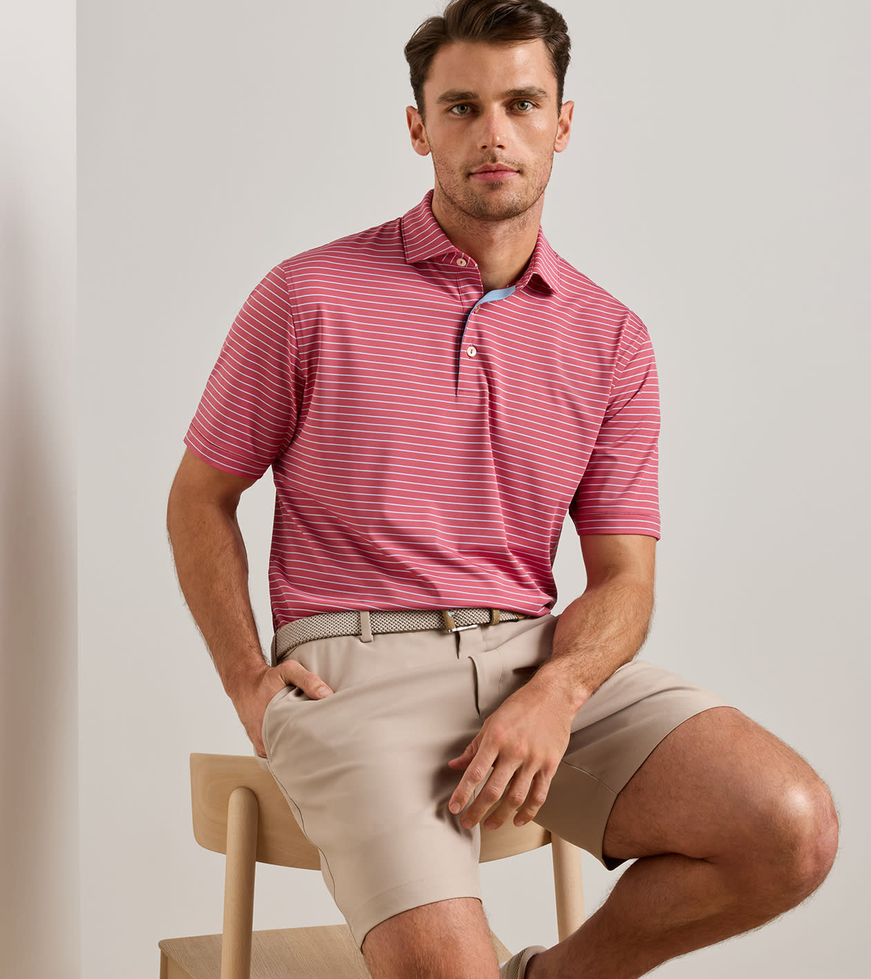 Oaks Performance Jersey Polo in RED CORAL 2 Oaks Performance Jersey Polo in RED CORAL