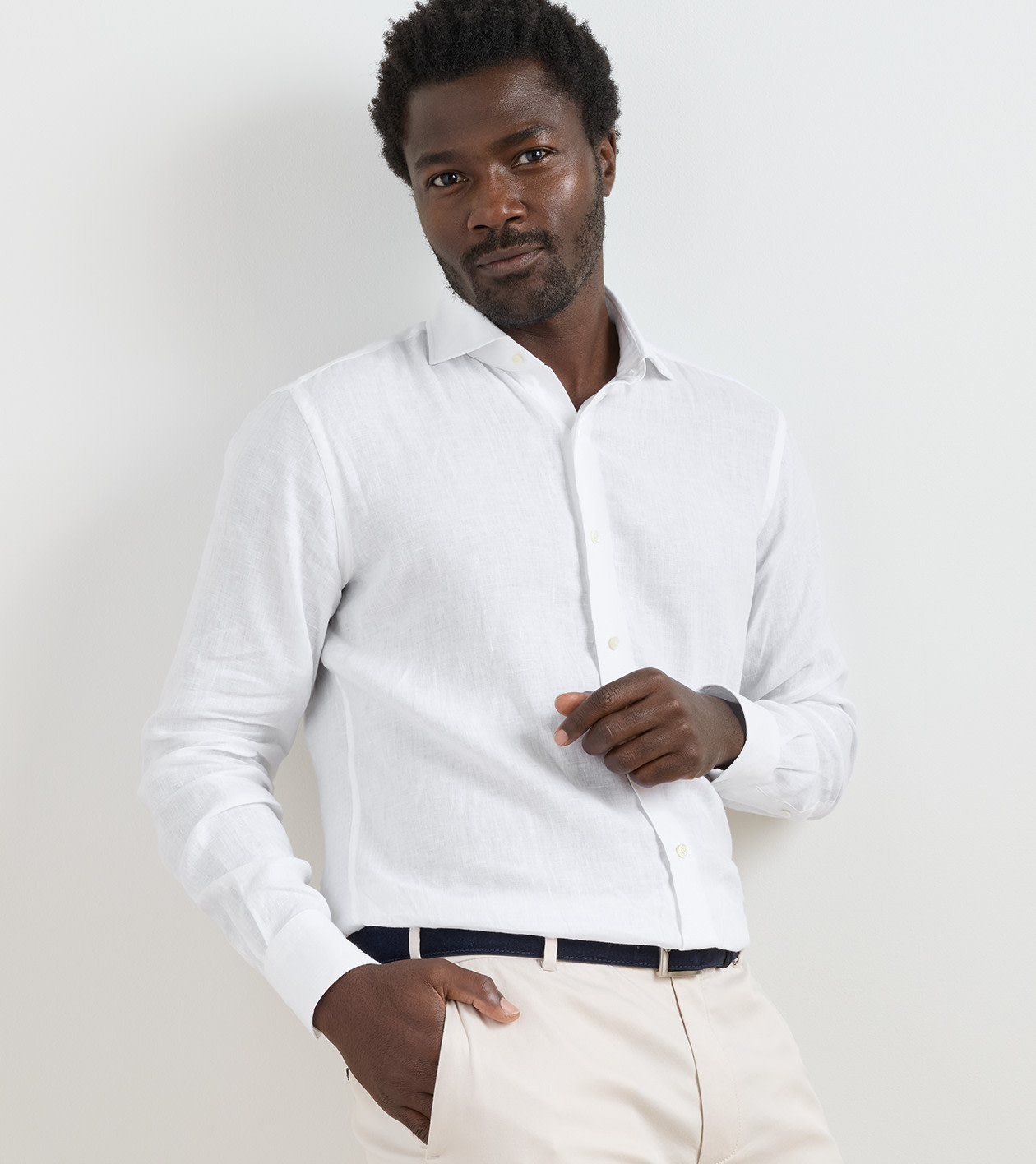 Astino Lino Sport Shirt in White 2 Astino Lino Sport Shirt in White