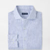 Astino Lino Stripe Sport Shirt in Blue Frost 11 Astino Lino Stripe Sport Shirt in Blue Frost