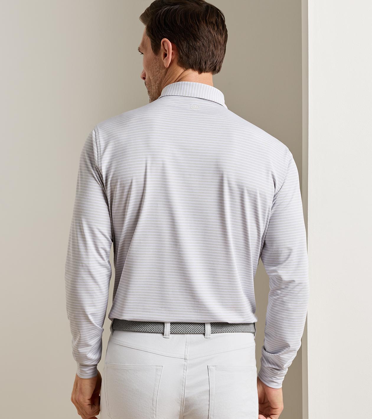Merion Long-Sleeve Performance Jersey Polo in British Grey 3 Merion Long-Sleeve Performance Jersey Polo in British Grey