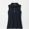 Women's Banded Sport Mesh Sleeveless Button Polo in Black 10 Women's Banded Sport Mesh Sleeveless Button Polo in Black