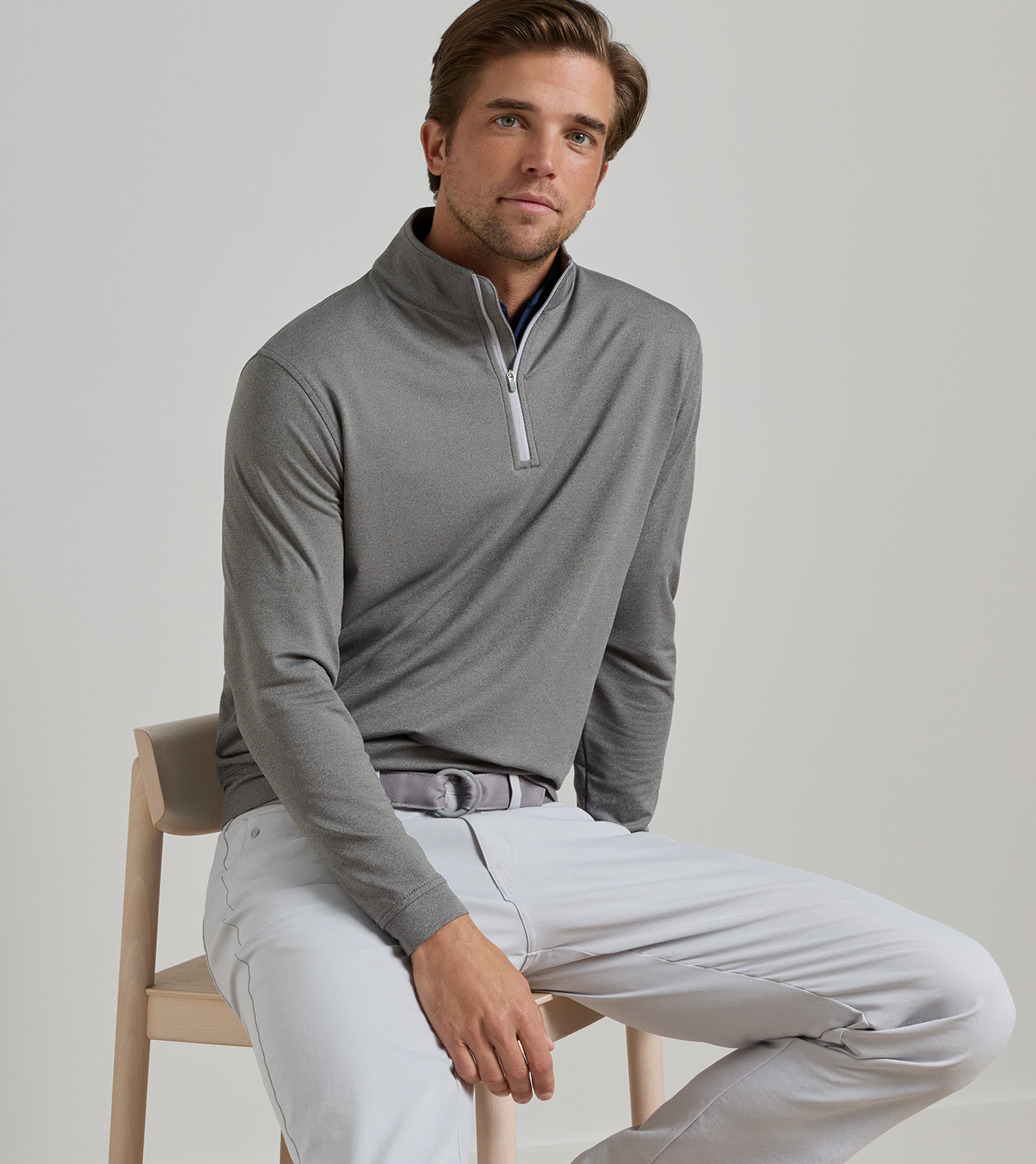 Perth Mélange Performance Quarter-Zip in Smoke 2 Perth Mélange Performance Quarter-Zip in Smoke