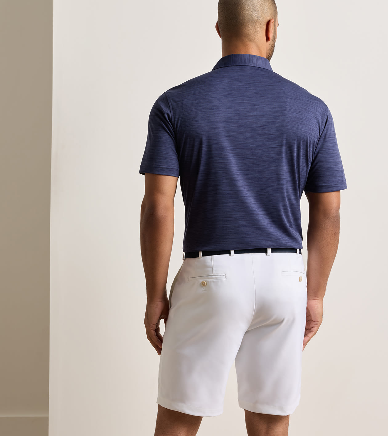 Featherweight Mélange Performance Polo in Navy 3 Featherweight Mélange Performance Polo in Navy