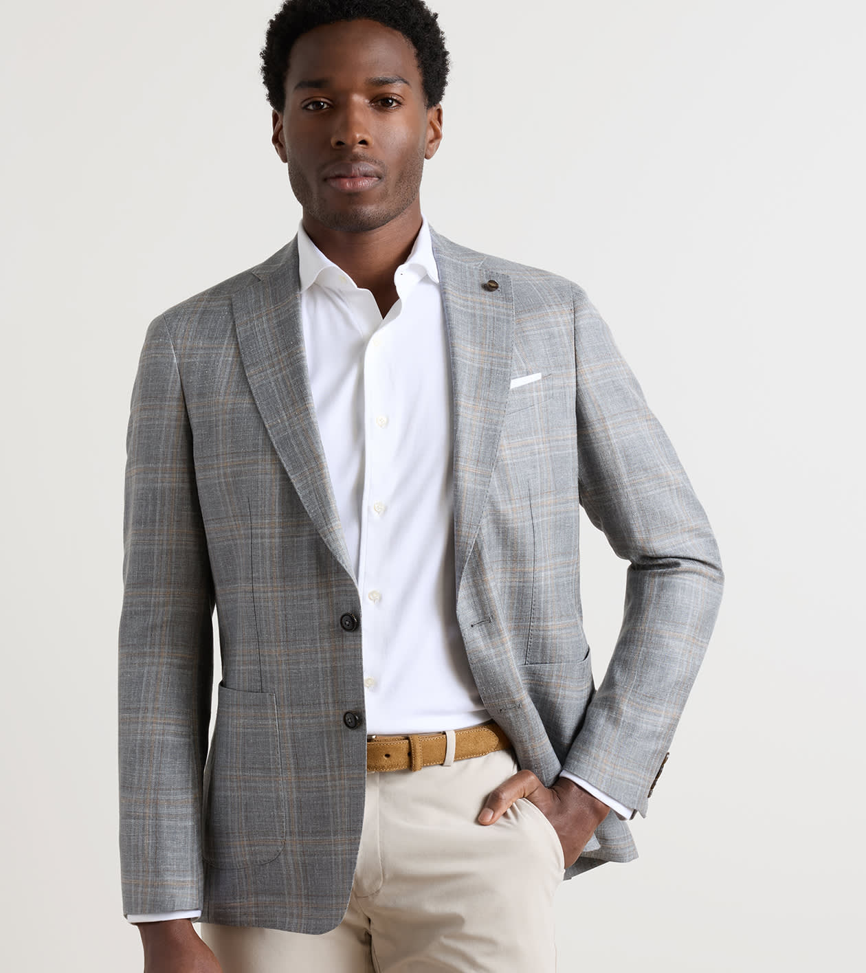 Denby Plaid Soft Jacket in Argento 5 Denby Plaid Soft Jacket in Argento